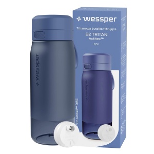 Sticla de Apa cu Filtru Wessper B2, 500ml, Albastra, BPA-free