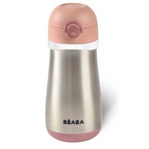 Sticla de apa din inox BEABA 350ml, roz, cu functie de deschidere usoara - Img 3