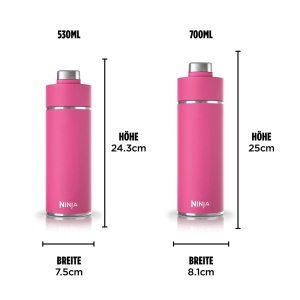 Sticla de apa Ninja Thirsti 530 ml, izolare tripla, culoare roz - Img 5