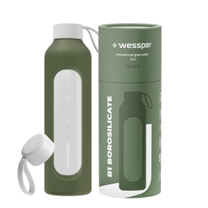 Sticla de Apa Wessper B1, 500 ml, Borosilikat, Culoare Olive