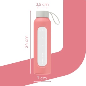 Sticla de Apa Wessper B1, 500 ml, Borosilikat, Culoare Rosa, BPA Free - Img 4