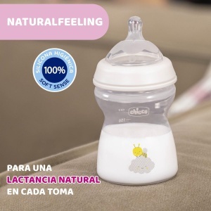 Sticla pentru bebelusi Chicco Natural Feeling 250 ml, Anti-Kolik, cu tetina din silicon - Img 2