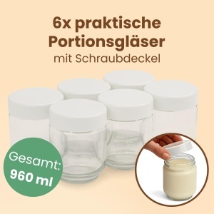 Sticla pentru iaurt Clatronic JM 3344, 6 bucati x 160 ml, transparenta, cu capac - Img 3