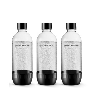 Sticla pentru preparat apa carbogazoasa SodaStream 1L, 3 bucati, Negru
