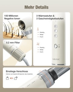 Stilizer de par 6-in-1, 110000 RPM, alb, cu accesorii pentru ondulare si indreptare - Img 7