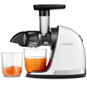 Storcator de fructe si legume AMZCHEF, alb, cu functie de rasturnare, 4-in-1