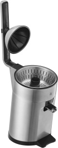 Storcator electric de portocale WMF Profi Plus, storcator de lamaie cu parghie din otel inoxidabil, storcator de lamaie, storcator de citrice, storcator de portocale cu suport pentru fructe, 160 wati, opritor de picurare, otel inoxidabil mat - Img 8