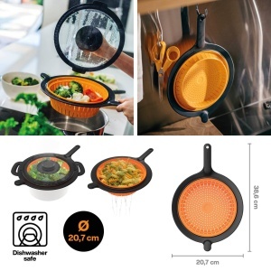 Strecuratoare Fiskars Functional Form 1027304 pliabila plasticsilicon negru-portocaliu - Img 3
