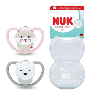 Sucea ortodontica NUK Perfect Match Air, 6-18 luni, pentru piele sensibila, 2 bucati