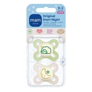 Sucea pentru bebelusi MAM Original Start Night, 0-2 luni, 2 buc, silicon SkinSoft - Img 2