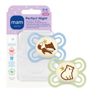 Sucea pentru bebelusi MAM Perfect Night, 0-6 luni, FuchsBar, 2 bucati