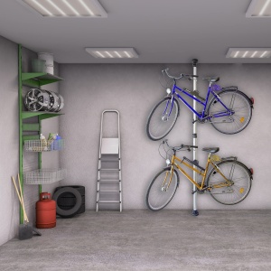Suport biciclete Relaxdays, telescopic pentru 2 biciclete, ajustabil 160-340 cm, argintiunegru - Img 2