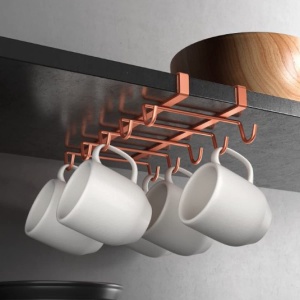 Suport cani Metaltex My-Mug montare sub raft finisaj cupru 14x28x6 cm - Img 5