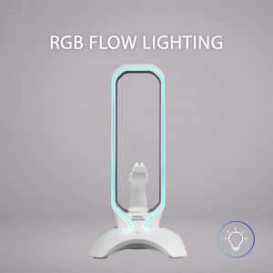 Suport casti gaming Mars Gaming MHHPRO, LED RGB, 2 porturi USB, Alb - Img 3