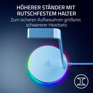 Suport casti Razer Base Station V2 Chroma Quartz, USB Hub, RGB, 7.1 Surround Sound - Img 3