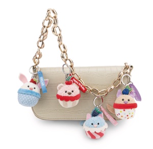 Suport Chei Plusat NICI Hase Cupcake 7cm - Alb, Mesaj 100 dulce - Img 5