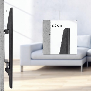 Suport de perete TV Hama, rigid (suport de perete TV 19-46 inch, VESA 50x50 pana la VESA 200x200, pana la 25 kg, extra plat, cu dibluri Fischer) negru - Img 3