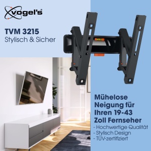 Suport de perete TV rabatabil Vogels Comfort TVM 3215 pentru televizoare de 19-43 inch max 15 kg suport TV max VESA 200x200 compatibilitate universala - Img 2