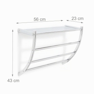 Suport de prosoape de perete Relaxdays, 3 tije, cromat, 43 x 56 x 23 cm - Img 5