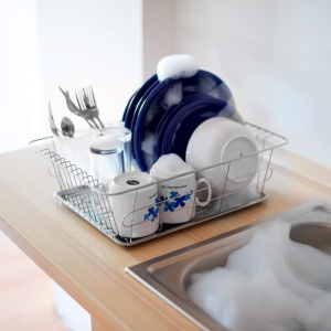 Suport de Uscare pentru Vase Relaxdays, Inox, Cu Cos pentru Tacamuri, Argintiu - Img 2
