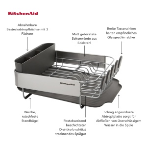 Suport de Uscare Vase KitchenAid, Compact, 9 Tavi, Gri - Img 3