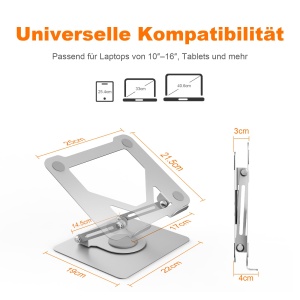 Suport Laptop GRIFEMA GB1050-1, Faltabil, Inaltime Ajustabila, 5 kg, Argintiu - Img 2