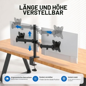 Suport Monitor GRIFEMA GB2001-2 pentru 2 Monitoare, 13-32 inch, Reglabil - Img 4