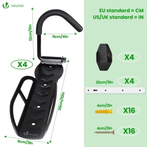 Suport pentru bicicleta VOUNOT, 4 suporturi, metal, negru, capacitate 30 kg - Img 5