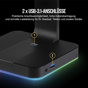 Suport pentru casti audio Corsair ST100 RGB, aluminiu, 2 porturi USB 3.1, negru - Img 6