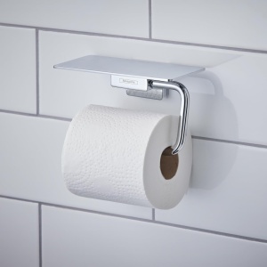 Suport pentru hartie igienica hansgrohe AddStoris, crom, cu suport, montare pe perete - Img 2