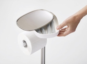Suport pentru hartie igienica Joseph Joseph Easy Store cu perie WC flexibila, inox - Img 5