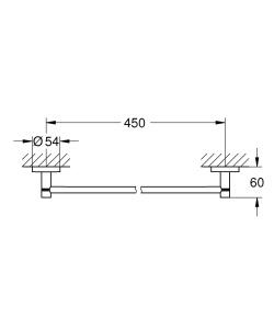 Suport pentru prosoape GROHE Start, 50 cm, montare fara gauri, din sticla - Img 3