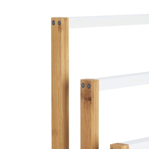 Suport pentru prosoape Relaxdays din bambus, 3 brate, alb, 82 x 54 x 24 cm - Img 7