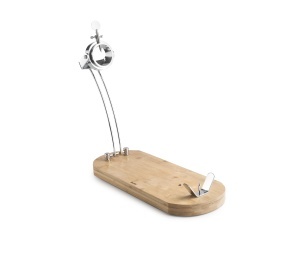 Suport pentru sunca IBILI, din otel inoxidabil si bambus, 48 x 18,5 cm