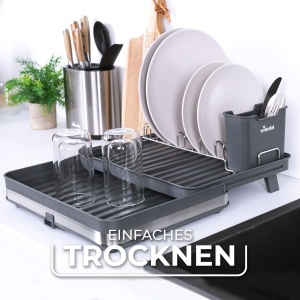Suport pentru vase Vileda - Design compact, inoxidabil, cu suport pentru tacamuri - Img 5