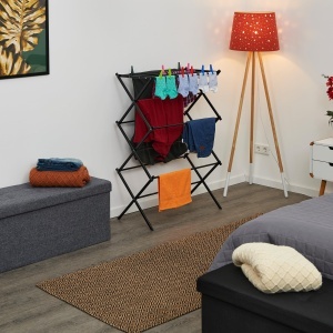 Suport rufe Relaxdays, 11 tije, 6 niveluri, metal, negru, 105x73x37 cm - Img 2
