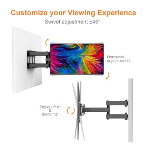 Suport TV cu montare pe perete GRIFEMA GB1006-4 pentru 26-65 inchi, suport TV universal extensibil rabatabil si inclinabil pentru plat si curbat, pana la 35 kg, max. VESA 400 x 400 mm - Img 3