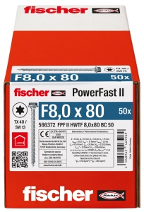 Surub cu cap hexagonal fischer PowerFast II HWTF 8,0 x 80 mm, 50 bucati - Img 2