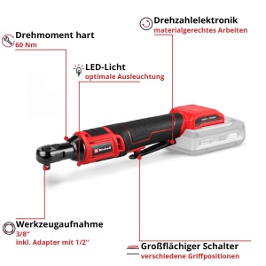 Surubelnita cu clichet Einhell TE-RW 1860 Li-Solo 18V 60Nm LED - Img 3