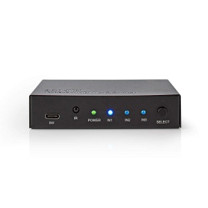 Switch HDMI Nedis 3-Porturi cu USB-C, 2x HDMI In, 1x HDMI Out, Negru
