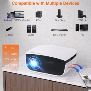 T TOPVISION Mini Beamer, 7500L Portabil Home Theater Beamer Suport 1080P Full HD LCD [Ecran inclus] Video Beamer Compatibil cu Smartphone/TV Stick/PS5/PC/Laptop, usb - Img 6