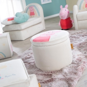 Taburet copii roba Peppa Pig cu spatiu de depozitare 27 cm inaltime bej - Img 2