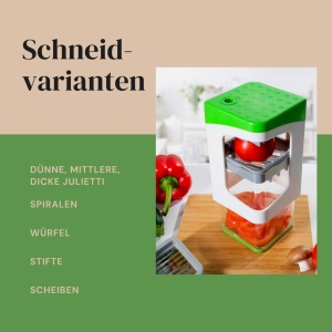 Taietor legume Genius Nicer Dicer Julietti, 13 accesorii, 1200 ml, Verde - Img 3