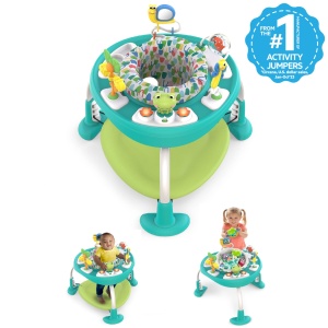 Tampoane de joaca Bright Starts Bounce Bounce Baby 2 in 1, verde, cu 7 jucarii interactive - Img 6