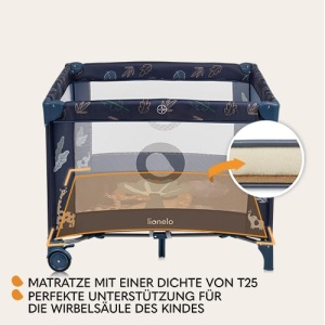 Tarc de joaca LIONELO BONNIE pana la 15 kg, de la nastere pana la 36 luni, Acces lateral cu fermoar, Parti laterale din plasa, Pliere rapida, Roti franate, Geanta de transport - Img 4