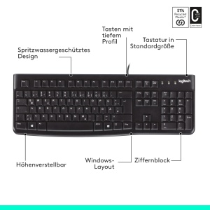 Tastatura cablata Logitech K120, design ergonomic, compatibila Windows - Img 7
