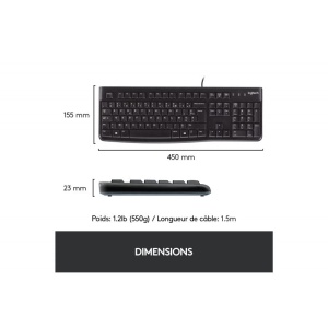 Tastatura cablata Logitech K120 pentru Windows, design ergonomic, rezistenta la stropire - Img 3