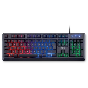 Tastatura ergonomica pentru jocuri DR1TECH Puma cu iluminare de fundal LED pentru PC/PS4 - 104 taste cu rollover cu 6 taste - Tastatura USB cu cablu (QWERTY International Layout)