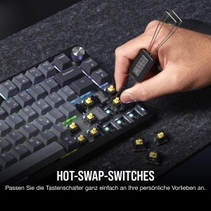 Tastatura mecanica Corsair K65 Plus Wireless, 75, RGB, Negru - Img 9