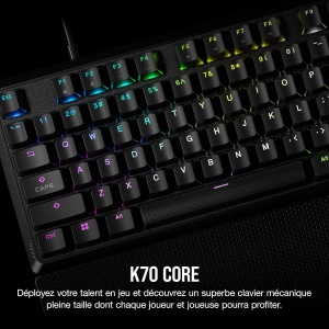 Tastatura mecanica Corsair K70 Core RGB, lineare, neagra, cu suport pentru maini - Img 2